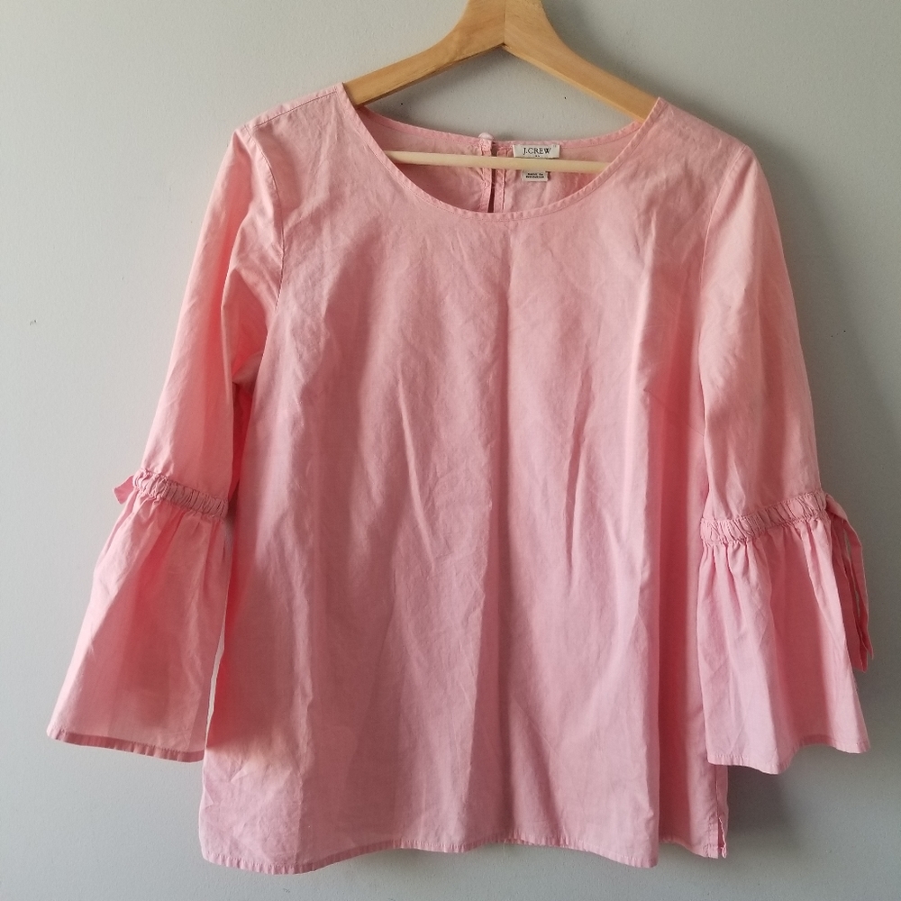J Crew Factory Pink Now Sleeve Tie Top Small